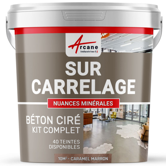 1-Main-KIT BETON CIRE SUR CARRELAGE-kit10m2-Caramel-Marron-Aspect / Couleur