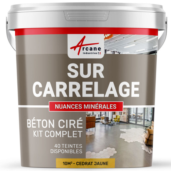 1-Main-KIT BETON CIRE SUR CARRELAGE-kit10m2-Cedrat-Jaune-Aspect / Couleur