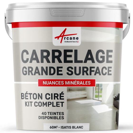 KIT BETON CIRE SUR CARRELAGE GRANDE SURFACE-Kit-60m2-Isatis-Blanc-Aspect / Couleur