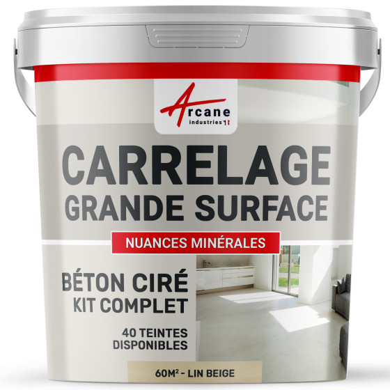 KIT BETON CIRE SUR CARRELAGE GRANDE SURFACE-Kit-60m2-Lin-Beige-Aspect / Couleur
