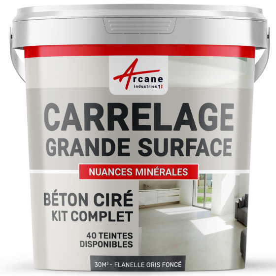 KIT BETON CIRE SUR CARRELAGE GRANDE SURFACE-Kit-30m2-Flanelle-Gris-fonce-Aspect / Couleur