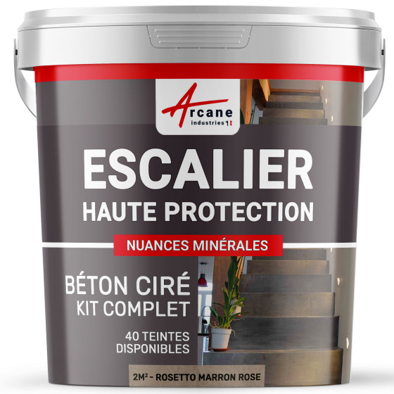 B‚ton Cir‚ Escalier - Kit Complet-kit2m2-Rosetto-Marron-rose-Aspect / Couleur B‚ton Cir‚ Escalier - Kit Complet-kit2m2-Rosetto-Marron-rose-Aspect / Couleur