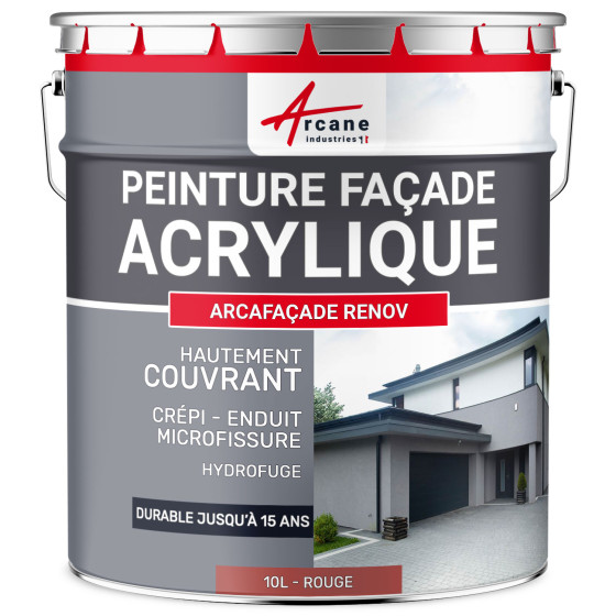 Peinture Crépi Façade Acrylique - ARCAFAÇADE RENOV-10L-Rouge-Ral-030-50-40-Aspect / Couleur