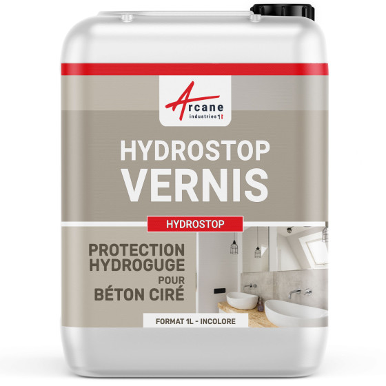 Vernis pour Béton Ciré, protection hydrofuge, oléofuge : HYDROSTOP-1L-Transparente-Aspect / Couleur Vernis pour Béton Ciré, protection hydrofuge, oléofuge : HYDROSTOP-1L-Transparente-Aspect / Couleur