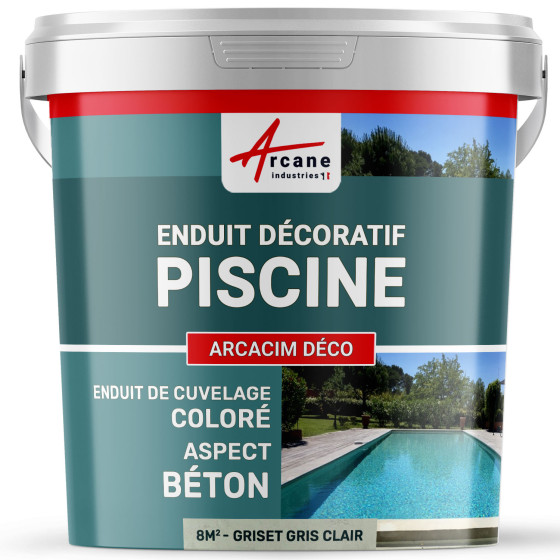 Enduit décoratif de finition pour piscine : ARCACIM Déco-8m2-Griset-Gris-clair-Aspect / Couleur Enduit décoratif de finition pour piscine : ARCACIM Déco-8m2-Griset-Gris-clair-Aspect / Couleur