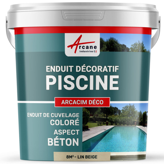 Enduit décoratif de finition pour piscine : ARCACIM Déco-8m2-Lin-Beige-Aspect / Couleur Enduit décoratif de finition pour piscine : ARCACIM Déco-8m2-Lin-Beige-Aspect / Couleur