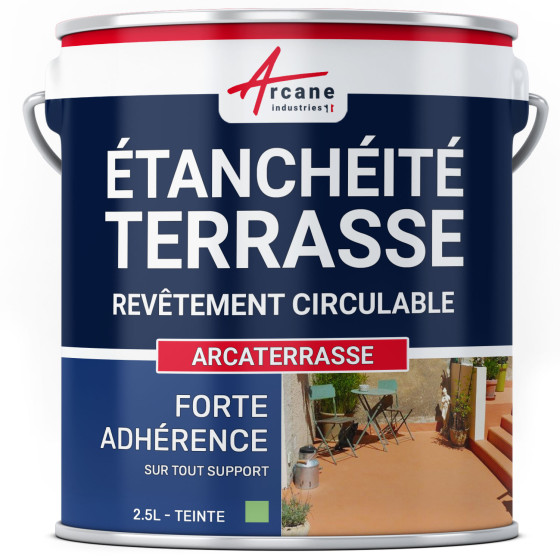 Peinture d'étanchéité pour terrasse - Revêtement extérieur à base de résine  : ARCATERRASSE-2-5L-Vert-pale-Couleur / Aspect