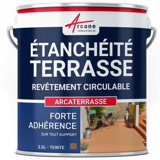 Peinture d'étanchéité pour terrasse - Revêtement extérieur à base de résine  : ARCATERRASSE-2-5L-Taupe-Couleur / Aspect