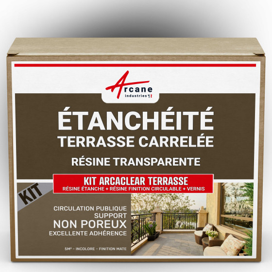 Résine étanchéité vernis résine finition circulable : KIT ARCACLEAR TERRASSE-5m2-pubnonporeux-M-Couleur / Aspect Résine étanchéité vernis résine finition circulable : KIT ARCACLEAR TERRASSE-5m2-pubnonporeux-M-Couleur / Aspect