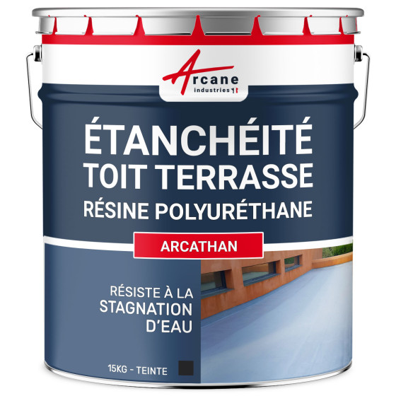 Étanchéité toit terrasse et plat  - Résine Polyuréthane Colorée : ARCATHAN-15Kg-Ardoise-Couleur / Aspect