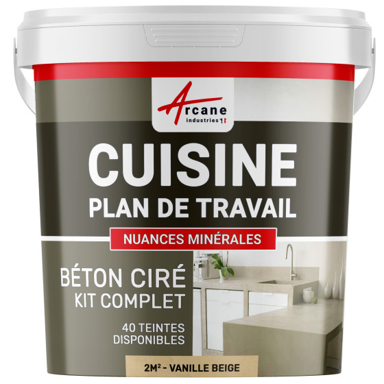 1-Main-Béton Ciré Cuisine : Plan de travail, Crédence - Kit 2m2 - Vanille beige