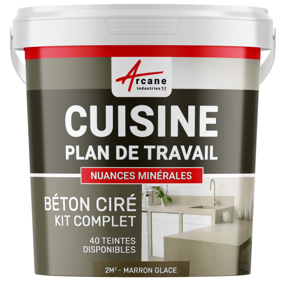 1-Main-Béton Ciré Cuisine : Plan de travail, Crédence - Kit 2m2 - Marron glace