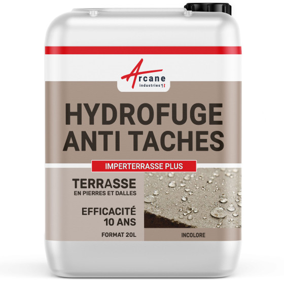 Hydrofuge oléofuge terrasse - Imperméabilisant solvanté effet longue durée : IMPERTERRASSE PLUS-20L-Incolore-Couleur / Aspect