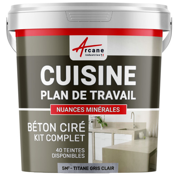 1-Main-Kit béton ciré cuisine : plan de travail, crédence - kit 5m2 - titane gris clair