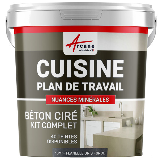 1-Main-Béton Ciré Cuisine : Plan de travail, Crédence - Kit 10m2 - Flanelle gris foncé
