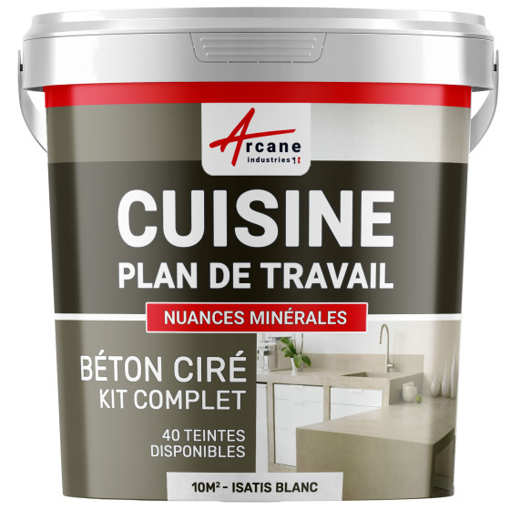 1-Main-Béton Ciré Cuisine : Plan de travail, Crédence - Kit 10m2 - Isatis blanc