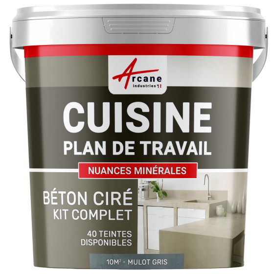 1-Main-Béton Ciré Cuisine : Plan de travail, Crédence - Kit 10m2 - Mulot gris