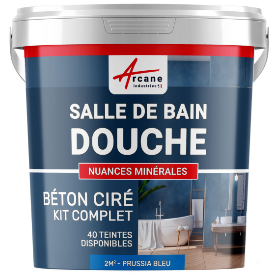 1-Main-Kit B‚ton Cir‚ Salle de Bain :  Enduit imperm‚able-kit2m2-Prussia-Bleu-Aspect / Couleur