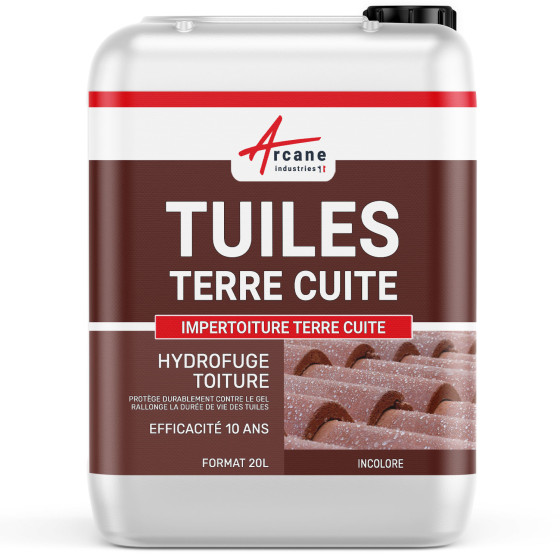 Hydrofuge impérméabilisant incolore pour tuiles en terre cuite: IMPERTOITURE TERRE CUITE-20L-Transparent-Couleur / Aspect