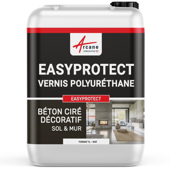 Vernis béton ciré décoratif pour sol mur - EASYPROTECT-10m2-Mate-Transparente-Aspect / Couleur