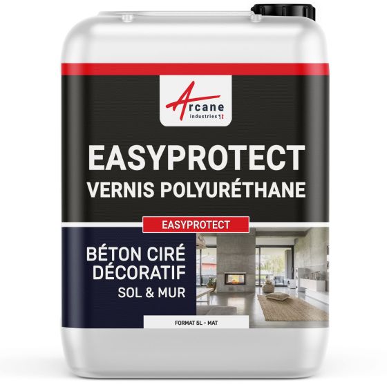Vernis béton ciré décoratif pour sol mur - EASYPROTECT-50m2-Mate-Transparente-Aspect / Couleur