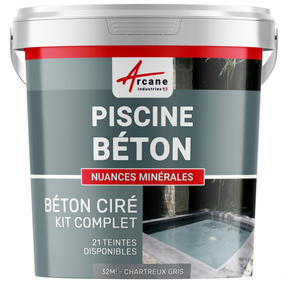Kit B‚ton cir‚ piscine b‚ton - revˆtement ‚tanche PISCINE haute r‚sistance-Kit32m2-Chartreux-Gris-Aspect / Couleur