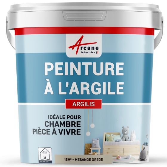 Peinture argile naturelle décoration chambre enfant - ARGILIS-15m2-Mesange-grege-Aspect / Couleur
