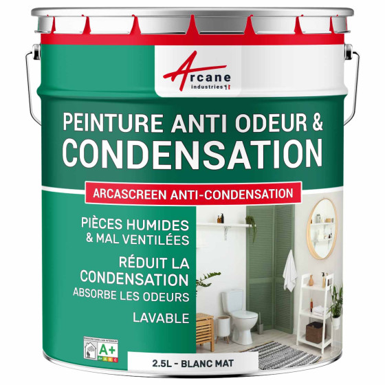 Peinture anti condensation, odeurs et moisissure pour pièce humide : Arcascreen Anti Condensation Couleur / Aspect 2.5L blanc ma