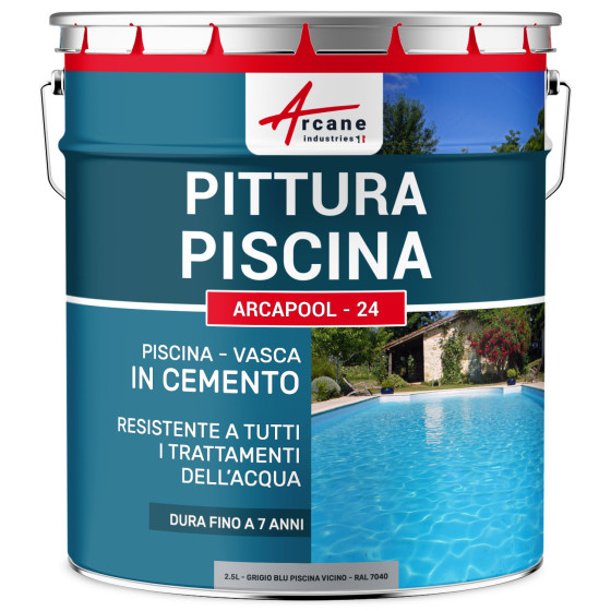 Vernice per Piscina  - ARCAPOOL - 24 2.5 L Grigio Blu Piscina Vicino - RAL 7040