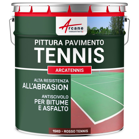 Pittura per campi da tennis antiscivolo - ARCATENNIS 15 kg (fino a 30 m² in 2 strati) Rosso Tennis