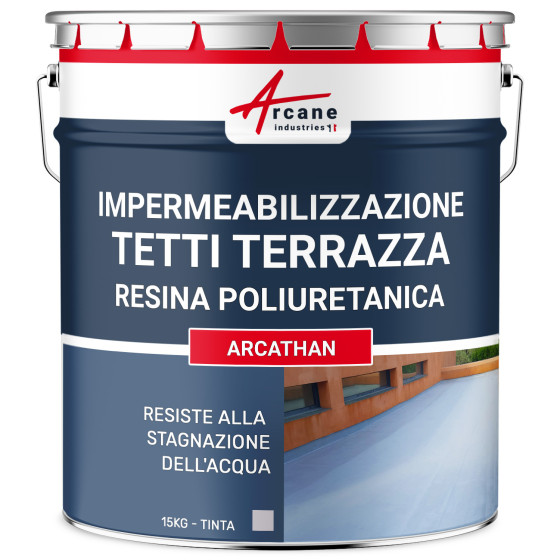 Impermeabilizzazione del tetto terrazza - Resina Poliuretanica Colorata: ARCATHAN 15 kg Grigio