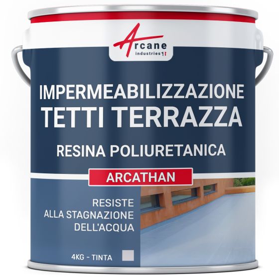Impermeabilizzazione del tetto terrazza - Resina Poliuretanica Colorata: ARCATHAN 4 kg Grigio Impermeabilizzazione del tetto terrazza - Resina Poliuretanica Colorata: ARCATHAN 4 kg Grigio