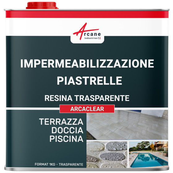 Resina Poliuretanica Trasparente per Impermeabilizzazione di Terrazze, Piastrelle, Piscine: ARCACLEAR Resina Poliuretanica Trasparente per Impermeabilizzazione di Terrazze, Piastrelle, Piscine: ARCACLEAR