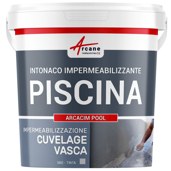 Intonaco impermeabilizzante per piscina in calcestruzzo immerso: ARCACIM POOL 5 kg Grigio