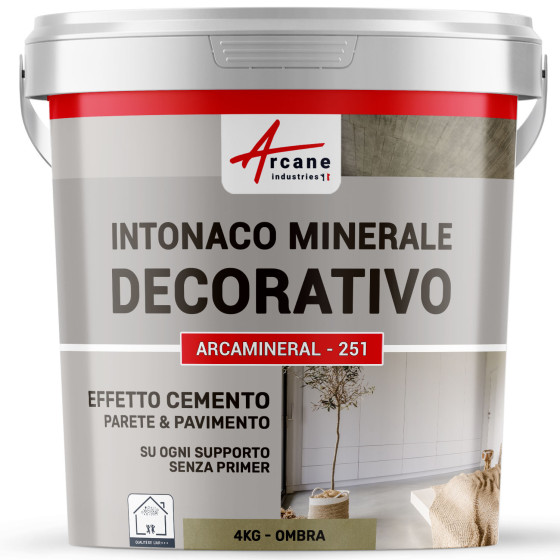 INTONACO MINERALE DECORATIVO COLORATO EFFETTO CEMENTO  4 kg Ombra
