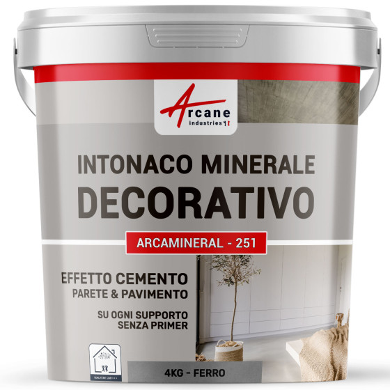 INTONACO MINERALE DECORATIVO COLORATO EFFETTO CEMENTO  4 kg Ferro