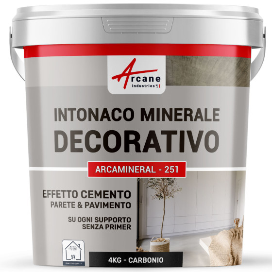 INTONACO MINERALE DECORATIVO COLORATO EFFETTO CEMENTO  4 kg Carbonio