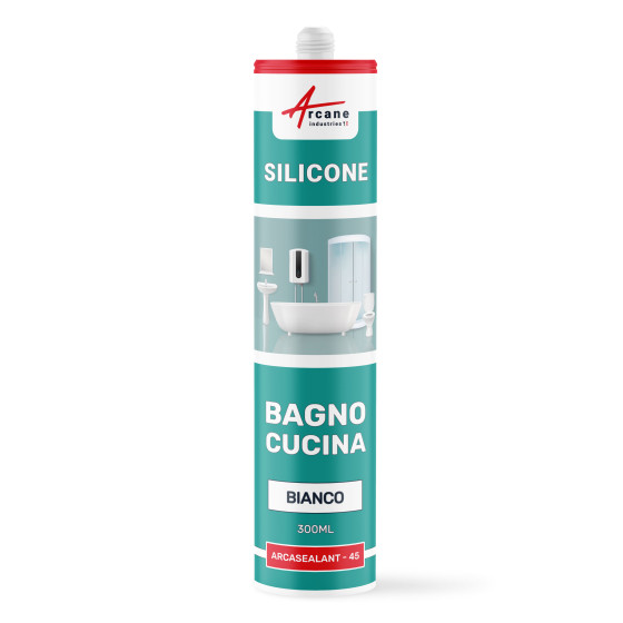 Guarnizione per bagno: Silicone per doccia, vasca, lavandino - ARCASEALANT - 45 300 ml x 1 Bianco