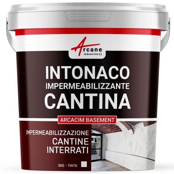 Intonaco Impermeabilizzante per Cantina, Seminterrati, Garage: ARCACIM BASEMENT 5 kg Bianco