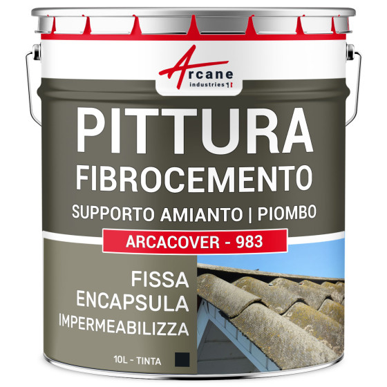 Vernice in fibrocemento e incapsulamento di supporto amianto e piombo: ARCACOVER - 983 10 L Ardesia Vernice in fibrocemento e incapsulamento di supporto amianto e piombo: ARCACOVER - 983 10 L Ardesia
