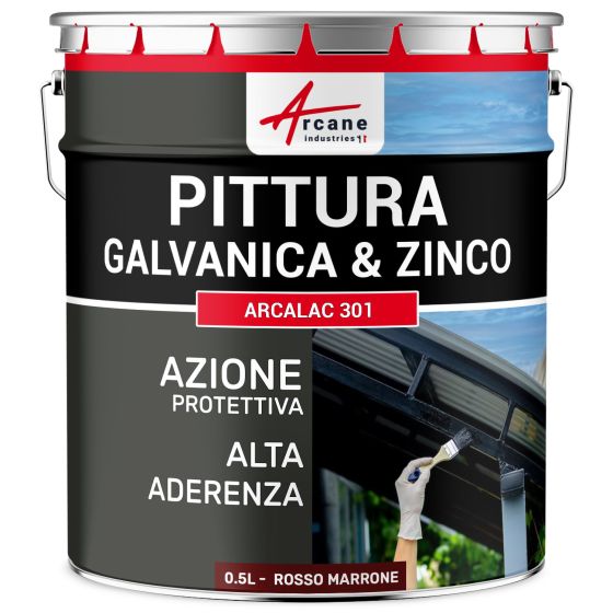 Vernice per Galvanizzato e Zinco: ARCALAC 301 0.5 L Rosso Marrone - Ral 3011