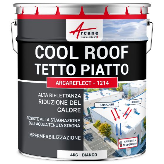 Vernice per tetti Coolroof resistente alla stagnazione dell'acqua: ARCAREFLECT - 1214 4 kg Bianco