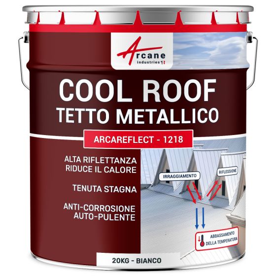 Vernice per tetti cool roof impermeabile e anticorrosione: ARCAREFLECT - 1218 20 kg Bianco Vernice per tetti cool roof impermeabile e anticorrosione: ARCAREFLECT - 1218 20 kg Bianco