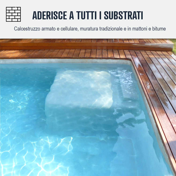 Intonaco impermeabilizzante per piscina in calcestruzzo immerso: ARCACIM POOL 3 X 25 KG Grigio