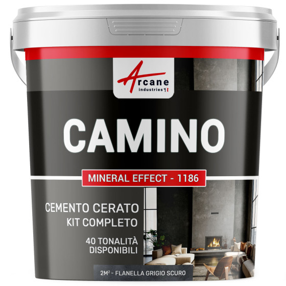Kit Cemento Cerato per Camino 2 m² Flanella Grigio Scuro Kit Cemento Cerato per Camino 2 m² Flanella Grigio Scuro