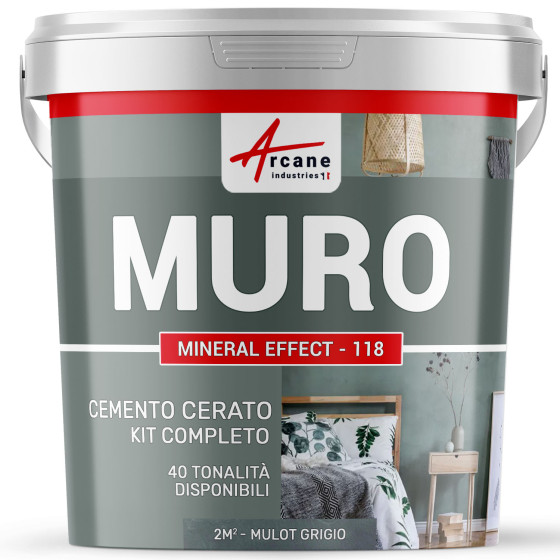 KIT CEMENTO CERATO PER PARETI 2 m² - Finitura opaca Topolino Grigio
