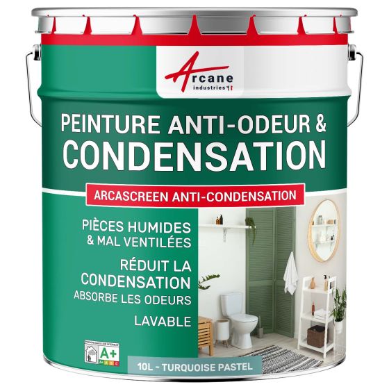 Peinture anti condensation, odeurs et moisissure pour pièce humide : Arcascreen Anti Condensation Couleur / Aspect 10L turquoise