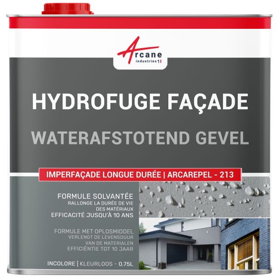 Oplosmiddelhoudende waterafstotende middel voor gevels, pleisterwerk, bakstenen en bepleistering: ARCAREPEL -213