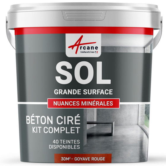 KIT BETON CIRE SOL GRANDE SURFACE HAUTE PROTECTION-Kit30m2-Goyave-Rouge-Aspect / Couleur