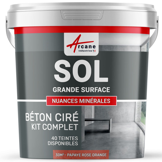 KIT BETON CIRE SOL GRANDE SURFACE HAUTE PROTECTION-Kit30m2-Papaye-Rose-Orange-Aspect / Couleur